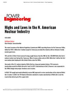 Highs and Lows in the N. American Nuclear Industry ­ Power Engineering   