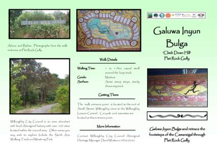 Galuwa Inyun Bulga Above and Below: Photographs from the walk entrance at Flat Rock Gully.