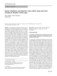 J Ornithol:157–164 DOIs10336ORIGINAL ARTICLE  Species abundance and migratory status affects large-scale fruit