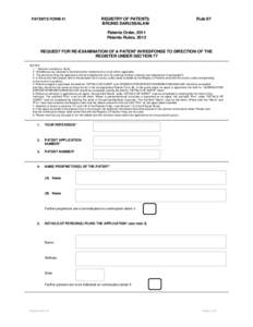 PATENTS FORM 41  REGISTRY OF PATENTS BRUNEI DARUSSALAM  Rule 87