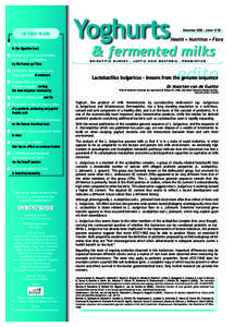 DecemberLetter N°30  I N THIS ISSUE Health • Nutrition • Flora The fate of probiotics in the digestive tract