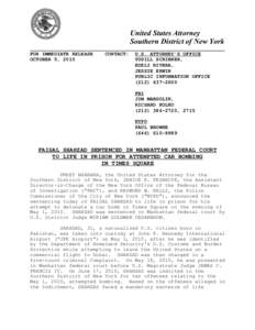 United States Attorney Southern District of New York FOR IMMEDIATE RELEASE