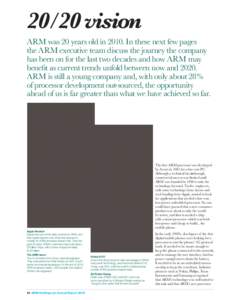 20/20 vision ARM was 20 years old in[removed]In these next few pages the ARM executive team discuss the journey the company has been on for the last two decades and how ARM may benefit as current trends unfold between now 