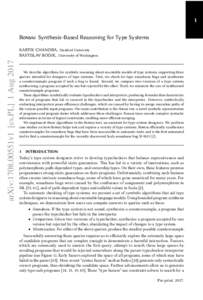 1 Bonsai: Synthesis-Based Reasoning for Type Systems arXiv:1708.00551v1 [cs.PL] 1 AugKARTIK CHANDRA, Stanford University