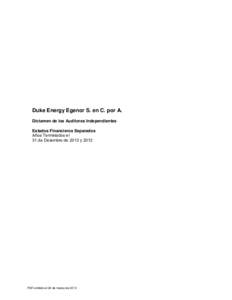 Duke Energy Egenor S. en C. por A. Dictamen de los Auditores Independientes Estados Financieros Separados Años Terminados el 31 de Diciembre de 2013 y 2012