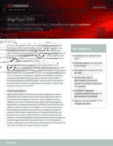 DATASHEET  StarTool IOO The most comprehensive and cost-effective way to achieve automated system tuning