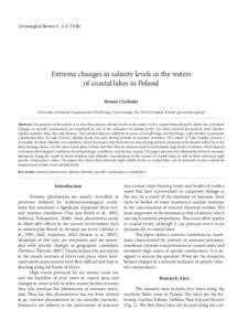 Extreme changes Limnological Review 9, 2-3: 73-80 in salinity levels in the waters of coastal lakes in Poland