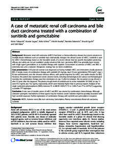 A case of metastatic renal cell carcinoma and bile duct carcinoma treated with a combination of sunitinib and gemcitabine