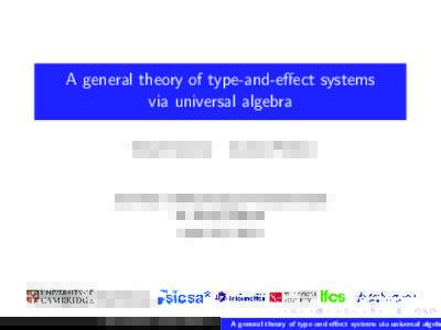 A general theory of type-and-effect systems via universal algebra Ohad Kammar Gordon Plotkin