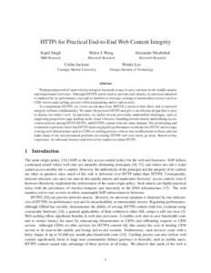 HTTPi for Practical End-to-End Web Content Integrity Kapil Singh Helen J. Wang  Alexander Moshchuk