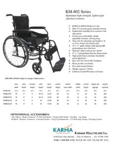 KM-802 Series Aluminum high strength, lightweight flip-back armrest   
