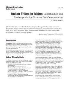 BUL 873  Indian Tribes in Idaho: Opportunities and Challenges In the Times of Self-Determination by Abelardo Rodríguez