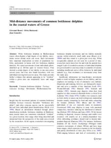 J Ethol DOIs10164x SHORT COMMUNICATION  Mid-distance movements of common bottlenose dolphins