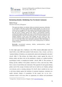 Journal on Ethnopolitics and Minority Issues in Europe Vol 12, No 1, 2013, 56-75 Copyright © ECMI 2013 This article is located at: http://www.ecmi.de/fileadmin/downloads/publications/JEMIE/2013/Wong.pdf