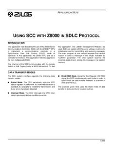 APPLICATION NOTE  1 USING SCC WITH Z8000 IN SDLC PROTOCOL