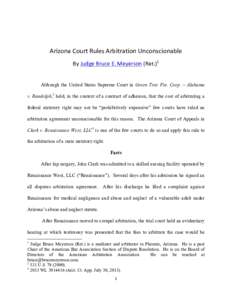 Microsoft Word - Arizona Court Rules Arbitration Unconscionable[1].docx