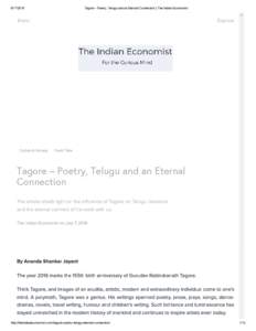 Tagore ­ Poetry, Telugu and an Eternal Connection | The Indian Economist Menu