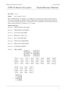 Mathematics Enhancement Programme  Codes and Ciphers UNIT 16 Modern Encryption