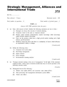Strategic Management, Alliances and International Trade 375  : 1 :