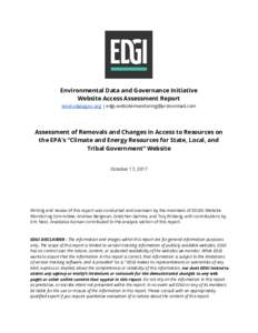     Environmental​ ​Data​ ​and​ ​Governance​ ​Initiative  Website​ ​Access​ ​Assessment​ ​Report  envirodatagov.org​​ ​|​ ​ 