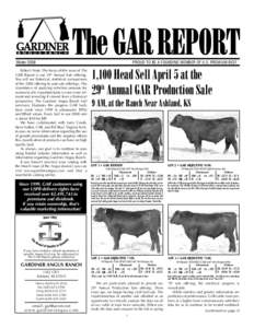 WinterPROUD TO BE A FOUNDING MEMBER OF U.S. PREMIUM BEEF Editor’s Note: The focus of this issue of The GAR Report is our 29th Annual Sale offering.