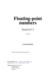 Floating-point numbers Version  Laurent Bartholdi