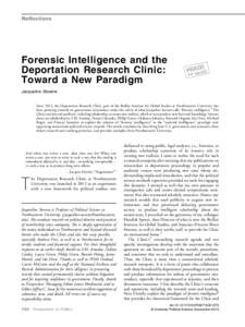 Reflections  Forensic Intelligence and the Deportation Research Clinic: Toward a New Paradigm Jacqueline Stevens