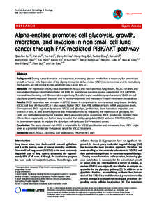 Alpha-enolase promotes cell glycolysis, growth, migration, and invasion in non-small cell lung cancer through FAK-mediated PI3K/AKT pathway