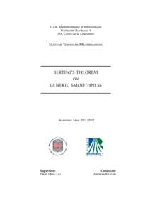 U.F.R. Math´ematiques et Informatique Universit´e Bordeaux 1 351, Cours de la Lib´eration Master Thesis in Mathematics