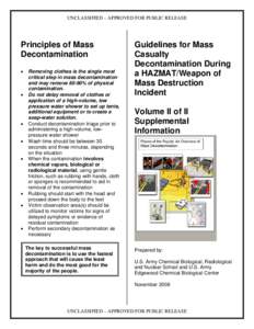 Principles of Mass Decontamination - Guidelines for Mass Casualty Decontamination During a HAZMAT/Weapon of Mass Destruction Incident - Volume II of II Supplemental Information