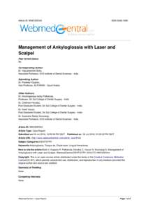 Article ID: WMC005164  ISSNManagement of Ankyloglossia with Laser and Scalpel