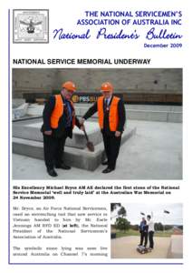 THE NATIONAL SERVICEMEN’S ASSOCIATION OF AUSTRALIA INC National President’s Bulletin December 2009