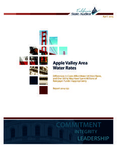 AprilApple Valley Area Water Rates Differences in Costs Affect Water Utilities’ Rates, and One Utility May Have Spent Millions of
