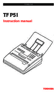 TOSHIBA FAX  TF P51 Instruction manual  Contents