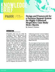 knowledge brief Design and Framework for a Decision Support System for Highly Urbanized MegaCities: Case Study