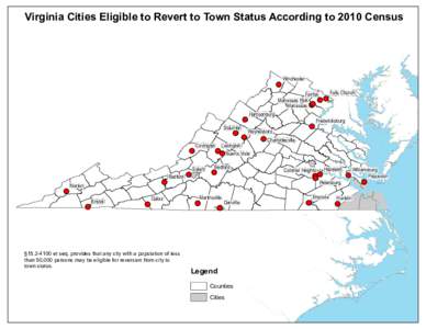 Virginia Cities Eligible to Revert to Town Status According to 2010 Census  Winchester Harrisonburg Staunton