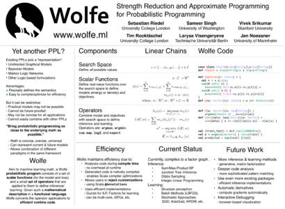 Wolfe  Strength Reduction and Approximate Programming for Probabilistic Programming  www.wolfe.ml