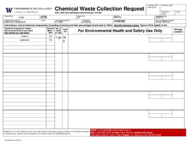 Chemical Waste Collection Request  Incoming CRF Tracking No.  Collector’s