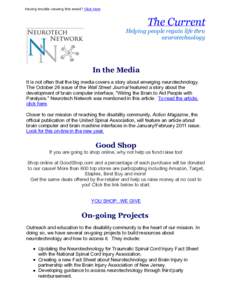 Having trouble viewing this email? Click here  The Current Helping people regain life thru neurotechnology