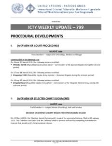ICTY WEEKLY UPDATE – 799