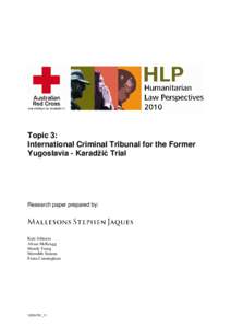Topic 3: International Criminal Tribunal for the Former Yugoslavia - Karadžić Trial Research paper prepared by: