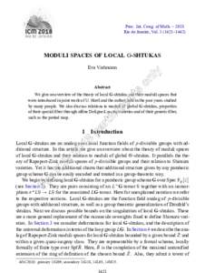 Proc. Int. Cong. of Math. – 2018 Rio de Janeiro, Vol–1442) MODULI SPACES OF LOCAL G-SHTUKAS Eva Viehmann