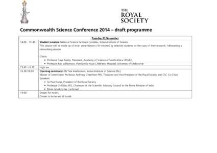 Commonwealth Science Conference - draft programme