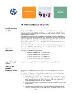 hp technical data sheet hp WBEM solutions  HP-VMS Internet Protocol CIM provider