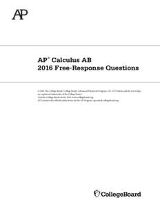 AP Calculus AB 2016 Free-Response Questions