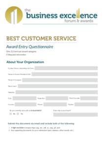 the  business exce ence forum & awards  BEST CUSTOMER SERVICE
