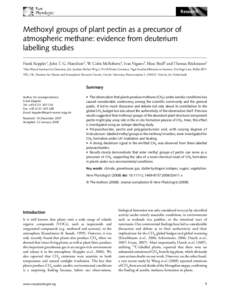 Research  Methoxyl groups of plant pectin as a precursor of atmospheric methane: evidence from deuterium labelling studies Blackwell Publishing Ltd
