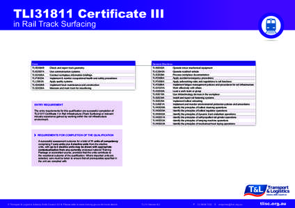 TLI31811 Certificate III in Rail Track Surfacing Core  General Electives
