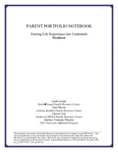 1  PARENT PORTFOLIO NOTEBOOK Turning Life Experience into Credentials Workbook