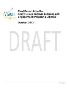 Final Report from the Study Group on Civic Learning and Engagement: Preparing Citizens October[removed]|Page